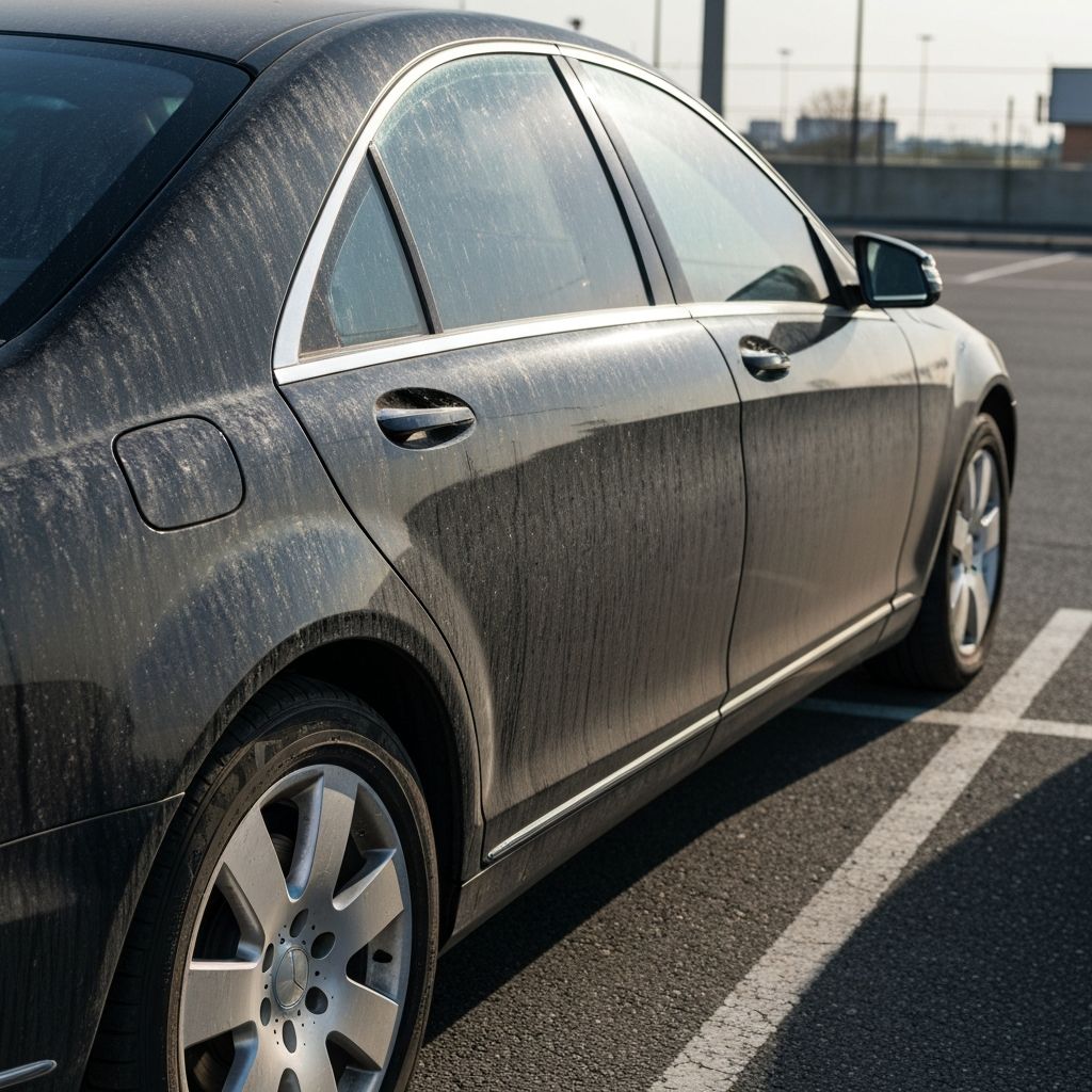 Luxury car before detailing - dusty and dirty