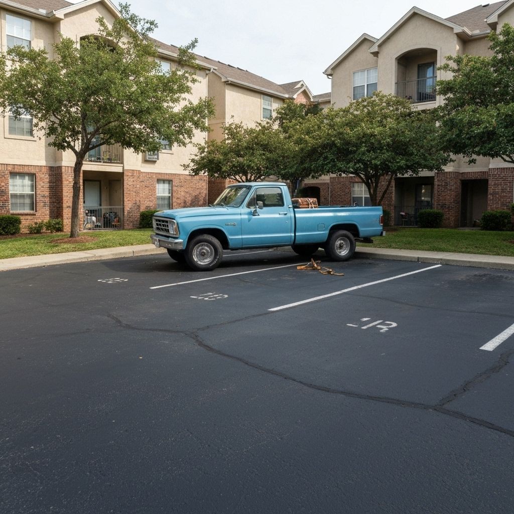 Truck parked at apartment complex ready for mobile detailing