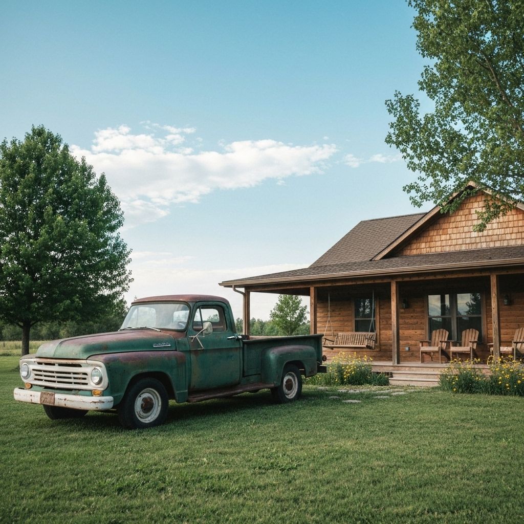 Truck parked at ranch style home